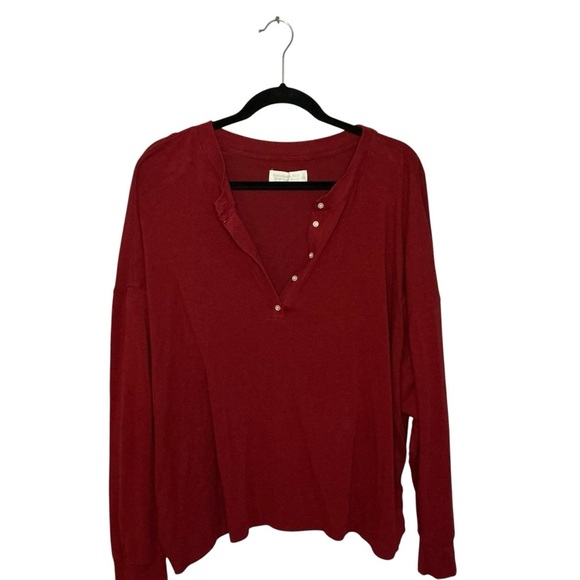 Abercrombie & Fitch Red Lounge Blouse with Button Detail - Picture 1 of 4